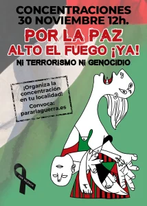 Concentraciones por todo el país, exigirán el Alto el Fuego en Palestina el 30 de noviembre. El 29 de octubre se cumplió un año.