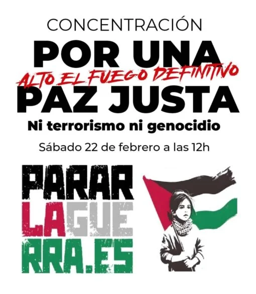 50 Actos por la Paz en Palestina. ¡Ni Terrorismo, Ni Genocidio! El sábado 22 de febrero no será un día cualquiera.