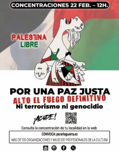 Se convoca una jornada de concentraciones en todo el país en apoyo a Palestina. Mañana jueves 20 de febrero se publica en el El País.